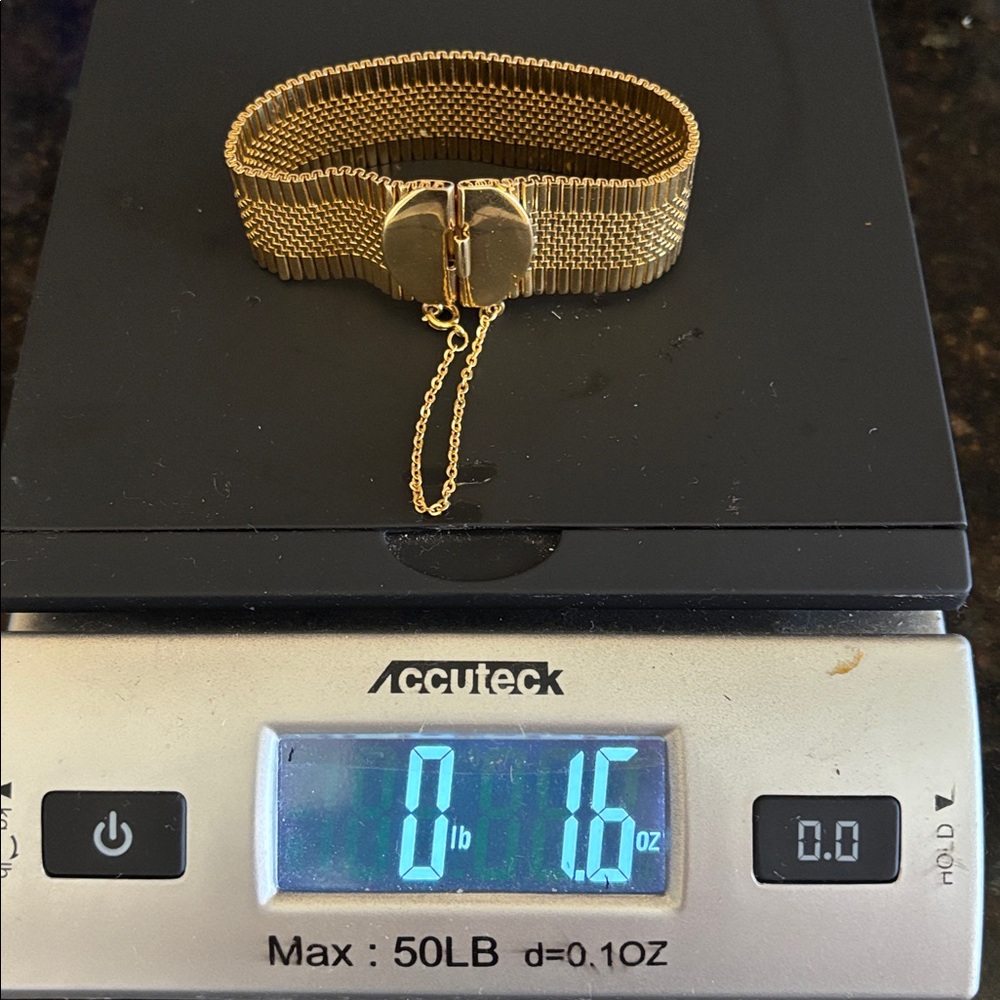 VINTAGE RARE NAPIER MEN’s GOLD TONE BRACELET WITH SAFETY CHAIN - Picture 8 of 10